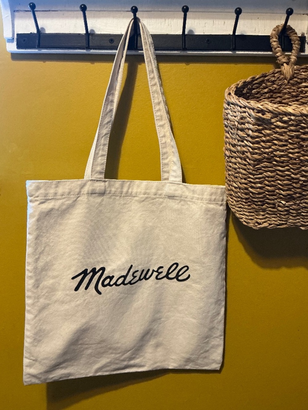 Madewell cotton yin yang tote bag in antique white
